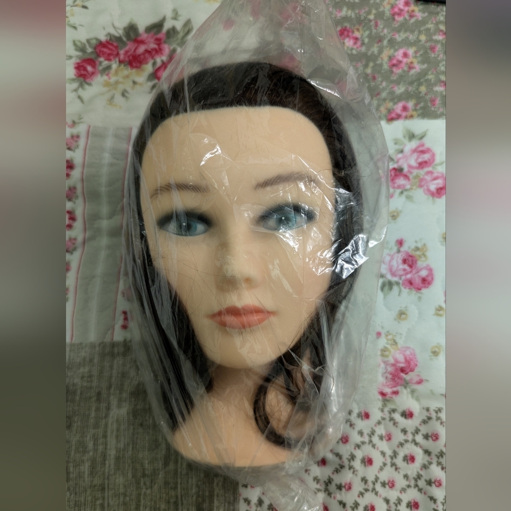 Unopened Women's Hair Mannequin Head (Lucy)with Brown Hair